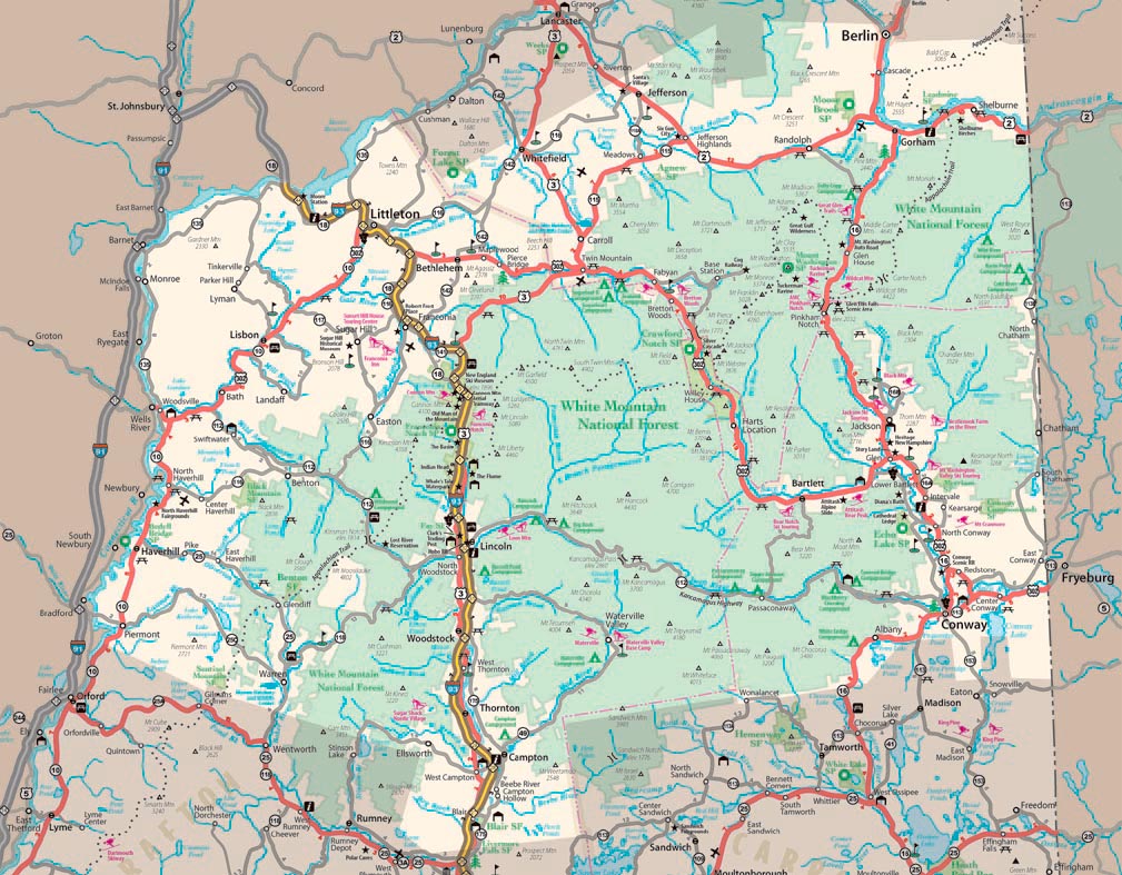 map of the White Mountains